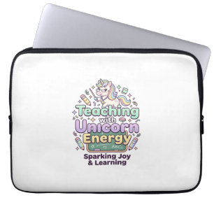 Eenhoorn lesgeven met Eenhoorn Energie Vet Typogra Laptop Sleeve