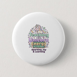 Eenhoorn lesgeven met Eenhoorn Energie Vet Typogra Ronde Button 5,7 Cm