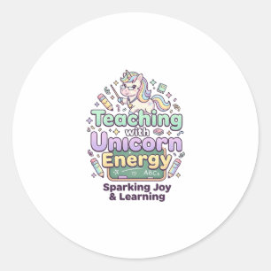 Eenhoorn lesgeven met Eenhoorn Energie Vet Typogra Ronde Sticker