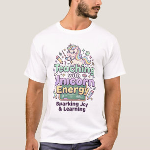 Eenhoorn lesgeven met Eenhoorn Energie Vet Typogra T-shirt