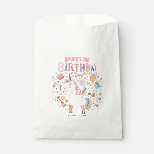 Eenhoorn Leuk verjaardagsfeestje Bedankzakje (Voorkant)