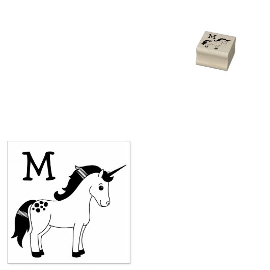 Eenhoorn Leuke Kinder Pastel Monogram Initiaal Rubberstempel (Gestempeld)