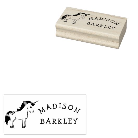 Eenhoorn Leuke Kinder Pastel Naam Rubberstempel (Gestempeld)