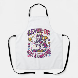 Eenhoorn Level Up Als een Eenhoorn Reclame Cute Gi Schort