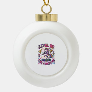 Eenhoorn Level Up Als een Eenhoorn Reclame Mooie C Keramische Bal Ornament