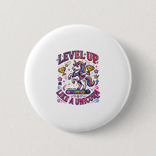 Eenhoorn Level Up Als een Eenhoorn Reclame Mooie G Ronde Button 5,7 Cm