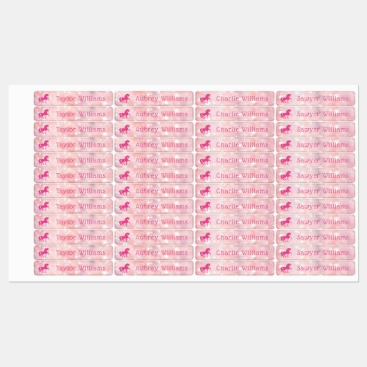 Eenhoorn lichtroze etherische bokeh waterdichte na labels (Vel)