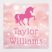 Eenhoorn lichtroze etherische bokeh waterdichte na labels (Design 1)