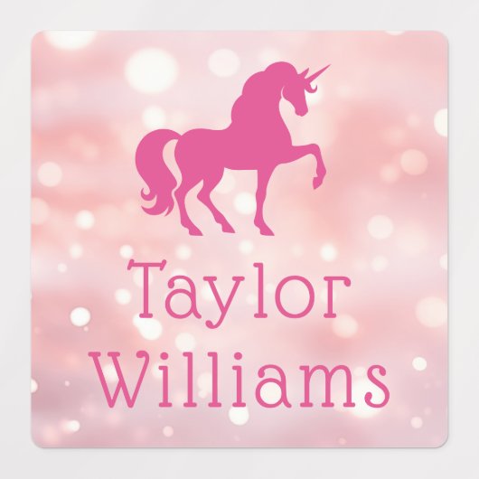 Eenhoorn lichtroze etherische bokeh waterdichte na labels (Design 1)