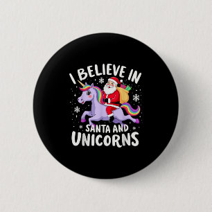 Eenhoorn liefhebber Ik geloof in kerstman en eenho Ronde Button 5,7 Cm