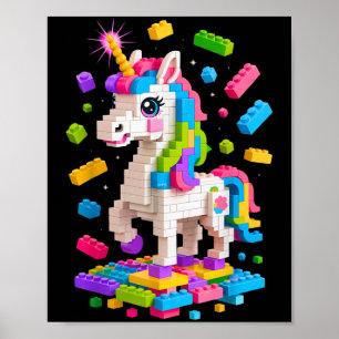Eenhoorn Liefhebber Master Builder Bouwstenen Bloc Poster