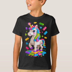 Eenhoorn Liefhebber Master Builder Bouwstenen Bloc T-shirt
