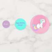 Eenhoorn Little Girl's Verjaardagsfeestje Leeftijd Confetti (Achterkanten)