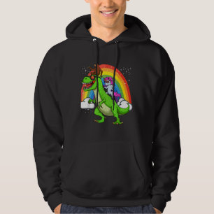 Eenhoorn luiaard rijden dinosaurus rex regenboog S Hoodie