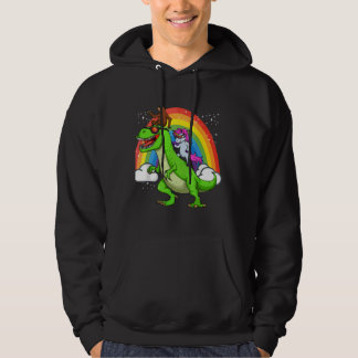 Eenhoorn luiaard rijden dinosaurus rex regenboog S Hoodie