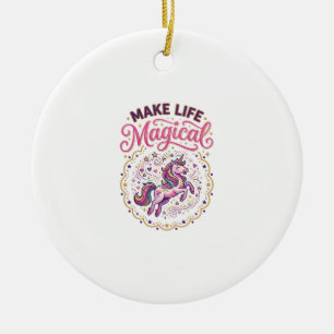 Eenhoorn maakt leven magisch POD Klaar Witte Achte Keramisch Ornament