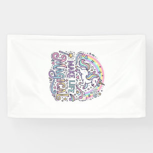 Eenhoorn maakt leven magisch Premium Vector Typogr Spandoek