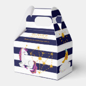 Eenhoorn Maan Sterren Blauw 1e Verjaardag Dank u Bedankdoosjes (Achterkant)