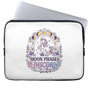 Eenhoorn Maanfasen Eenhoorn Witte Achtergrond Shir Laptop Sleeve