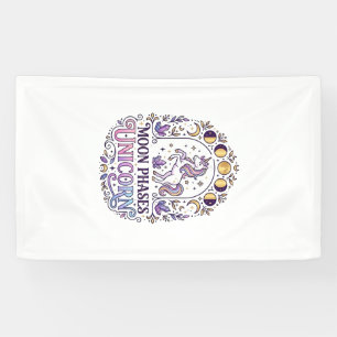 Eenhoorn Maanfasen Eenhoorn Witte Achtergrond Shir Spandoek