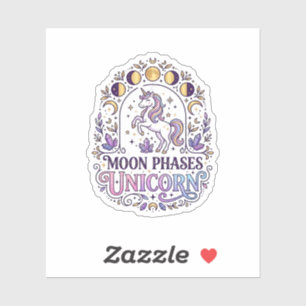 Eenhoorn Maanfasen Eenhoorn Witte Achtergrond Shir Sticker