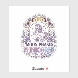 Eenhoorn Maanfasen Eenhoorn Witte Achtergrond Shir Sticker