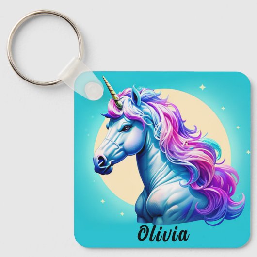  eenhoorn maanlicht: Jouw naam in sterren Sleutelhanger (Voorkant)