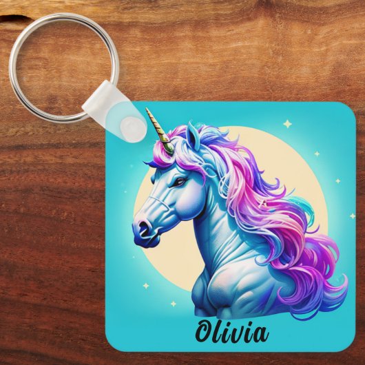  eenhoorn maanlicht: Jouw naam in sterren Sleutelhanger (Voorkant)