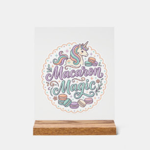 Eenhoorn Macaron Magie Whimsical T-Shirt Ontwerp_1 Acryl Bord