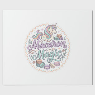 Eenhoorn Macaron Magie Whimsical T-Shirt Ontwerp_1 Cadeaupapier