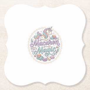 Eenhoorn Macaron Magie Whimsical T-Shirt Ontwerp_1 Kartonnen Onderzetters