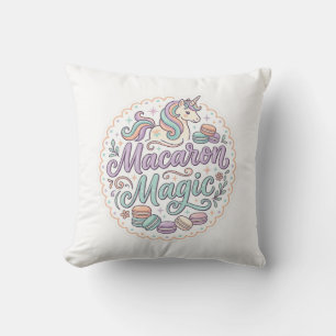 Eenhoorn Macaron Magie Whimsical T-Shirt Ontwerp_1 Kussen