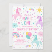 Eenhoorn Magic One Pastel Regenboog 1e Verjaardag Kaart (Voorkant)