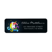 Eenhoorn Magic Prinses Kleurrijke Gepersonaliseerd Etiket (Voorkant)