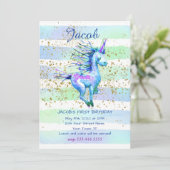 Eenhoorn Magic Waterverf Boy Eerste Verjaardag Par Kaart (Staand voorkant)