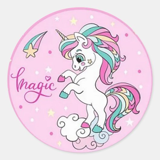 Eenhoorn magie ronde sticker (Voorkant)