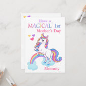 Eenhoorn Magische 1e Moederdag Kinder Flat Kaart (Voorkant / Achterkant in situ)