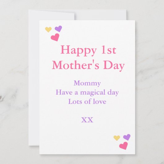 Eenhoorn Magische 1e Moederdag Kinder Flat Kaart (Achterkant)