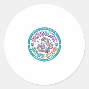 Eenhoorn Magische Boek Club Grappige Shirt Grafisc Ronde Sticker