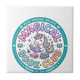 Eenhoorn Magische Boek Club Grappige T-shirt Grafi Tegeltje