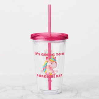 Eenhoorn magische dag gepersonaliseerd acryl drinkbeker