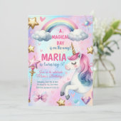 Eenhoorn Magische Dag Verjaardag Feest Uitnodiging (Staand voorkant)