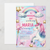 Eenhoorn Magische Dag Verjaardag Feest Uitnodiging (Voorkant / Achterkant)