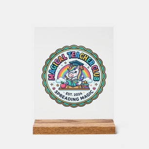Eenhoorn Magische Leraar Club Grappig Cadeau Ontwe Acryl Bord