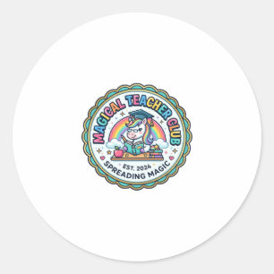 Eenhoorn Magische Leraar Club Grappig Cadeau Ontwe Ronde Sticker