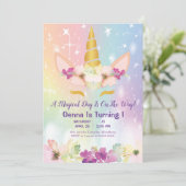 Eenhoorn Magische Regenboog Faux Goud 1e Verjaarda Kaart (Staand voorkant)