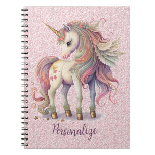 Eenhoorn Magische Regenboog Kleuren Roze Glitter Notitieboek