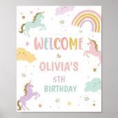 Eenhoorn Magische Regenboog Meisje Verjaardag Welk Poster (Voorkant)