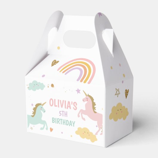 Eenhoorn Magische Regenboog Viering Meisje Verjaar Bedankdoosjes (Voorkant Zijde)