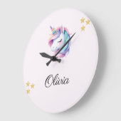 Eenhoorn Magische Schattigee Waterverf Grote Klok (Hoek)